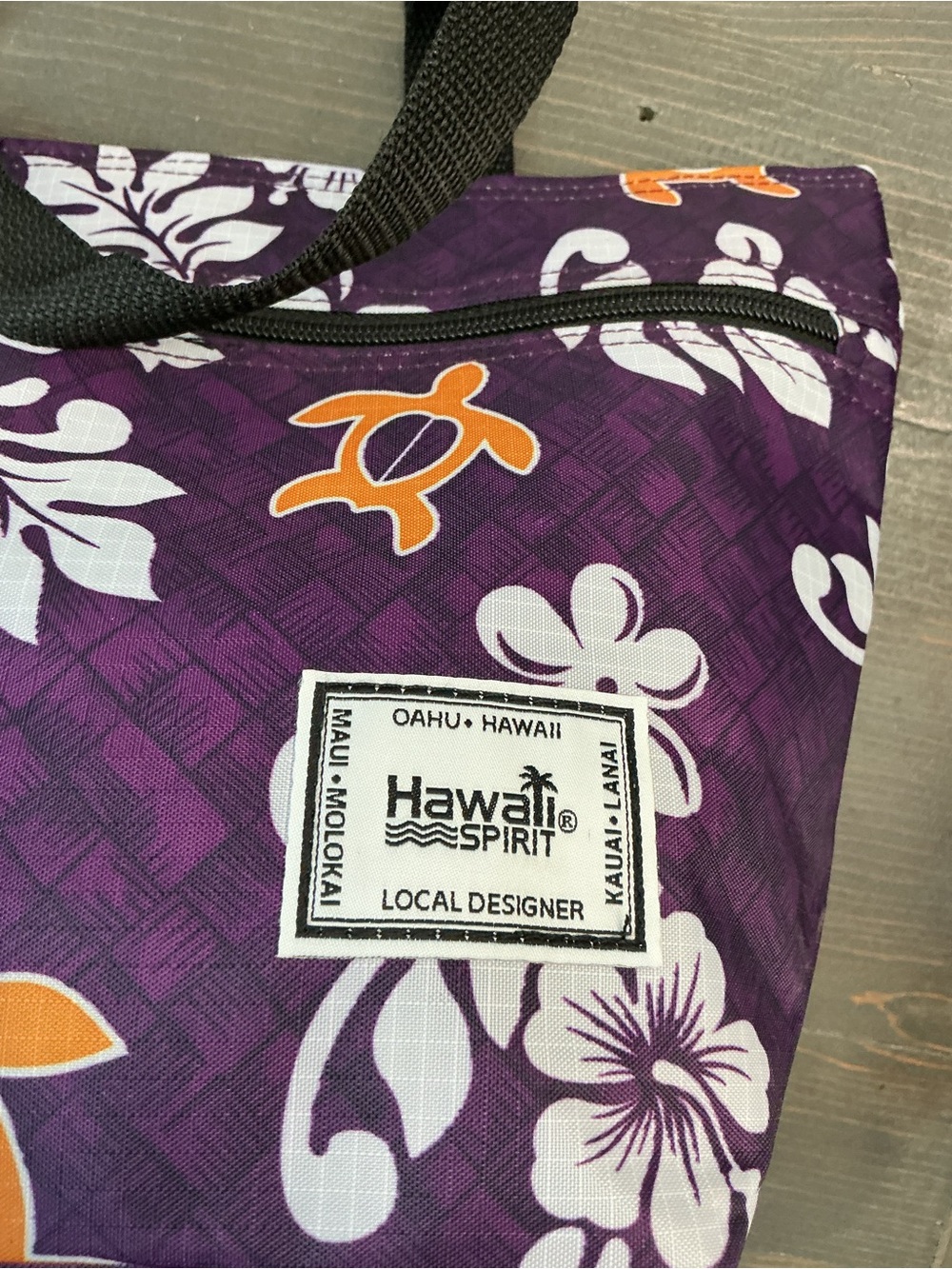 NWOT Hawaii Spirit J.Y. Trading Co Purple Honu Lauhala Single Zipper Tote - Picture 3 of 10